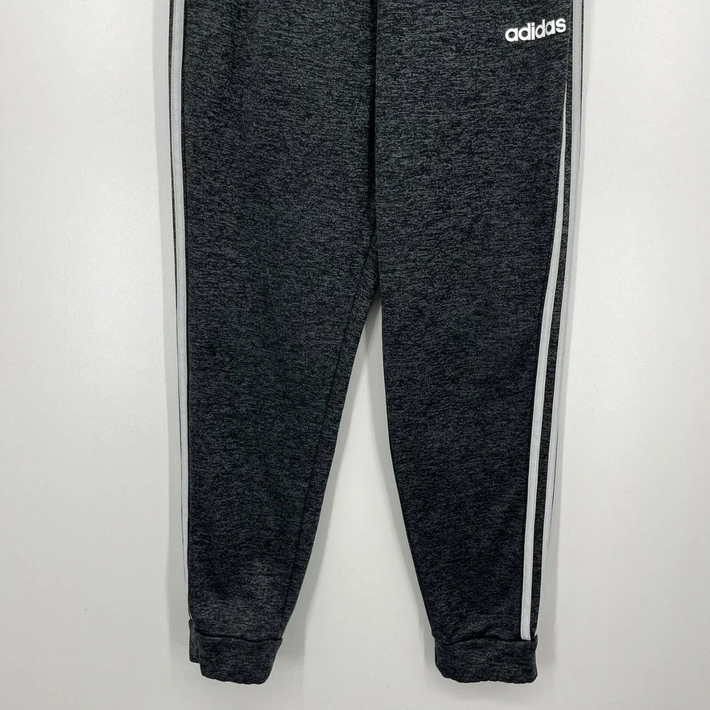 Adidas‎ Sweatpants Men's Size S Gray Striped Fleece Lined Drawstring